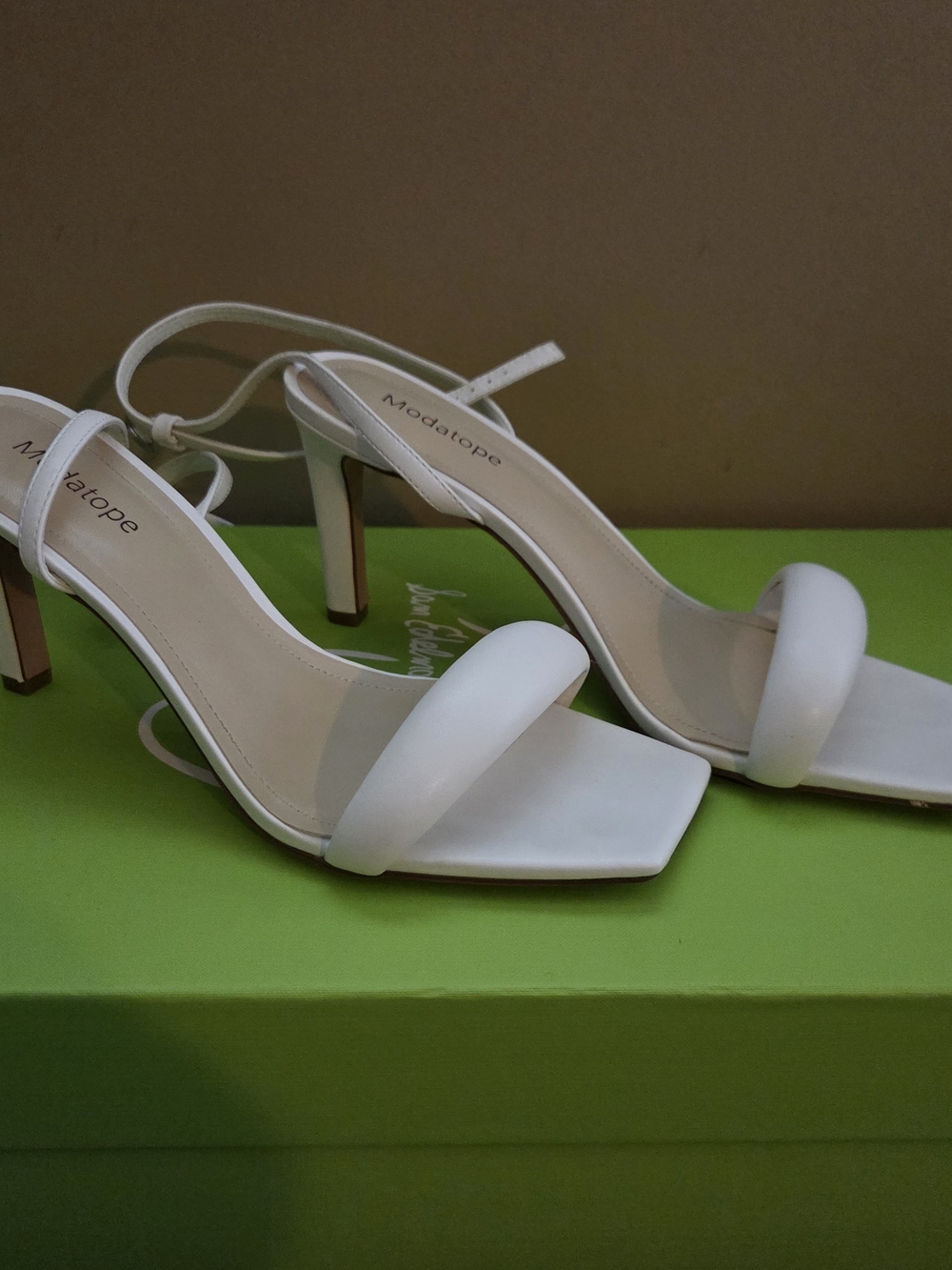 White Open-Toe Slingback Heels